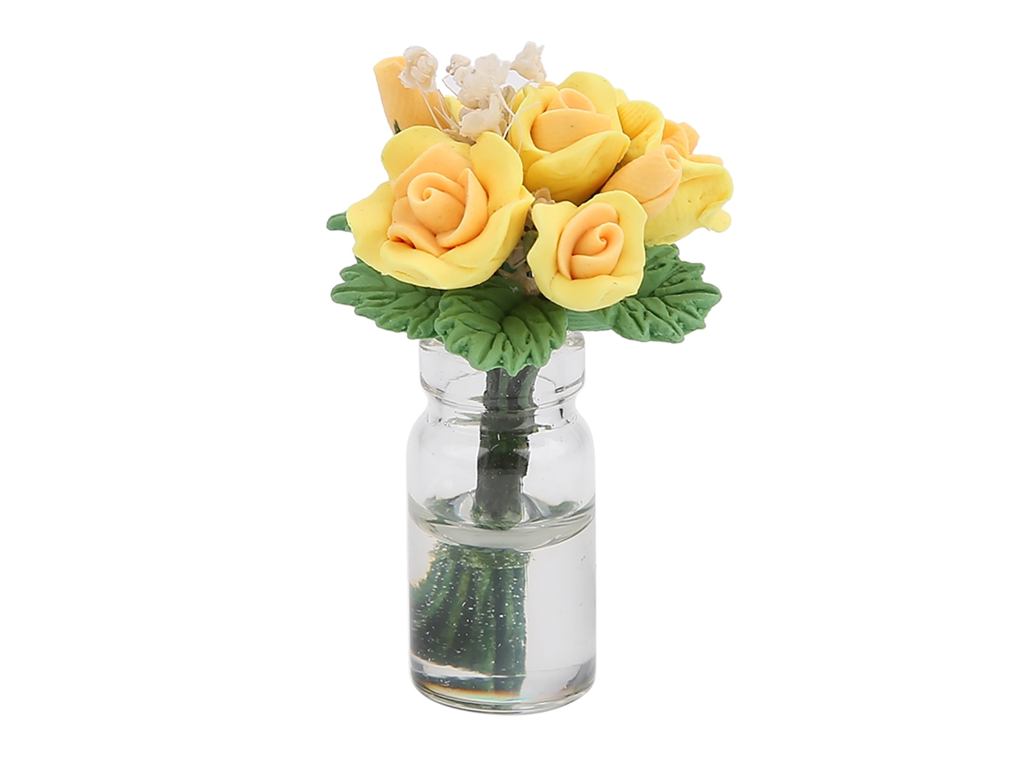Acessório De Jardim Para Casa De Bonecas Mini Bonsai Modelo 1:12 Decoração Amarelo