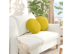 Vidaxl Almofadas De Assento 2 Pcs Amarelo Ø 40 X 13 Cm Veludo