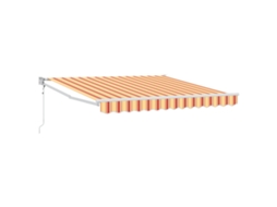 Toldo Retrátil Automático Listrado Branco E Laranja Vidaxl Branco Poliéster
