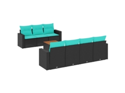 Maison Exclusive - 8 Pcs Conjunto De Sofás P/ Jardim C/ Almofadões Vime Pe Preto