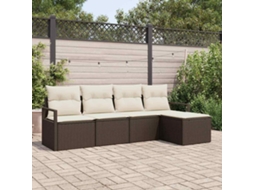 Vidaxl Conjunto De Sofás 5 Pcs Castanho Vime Pe