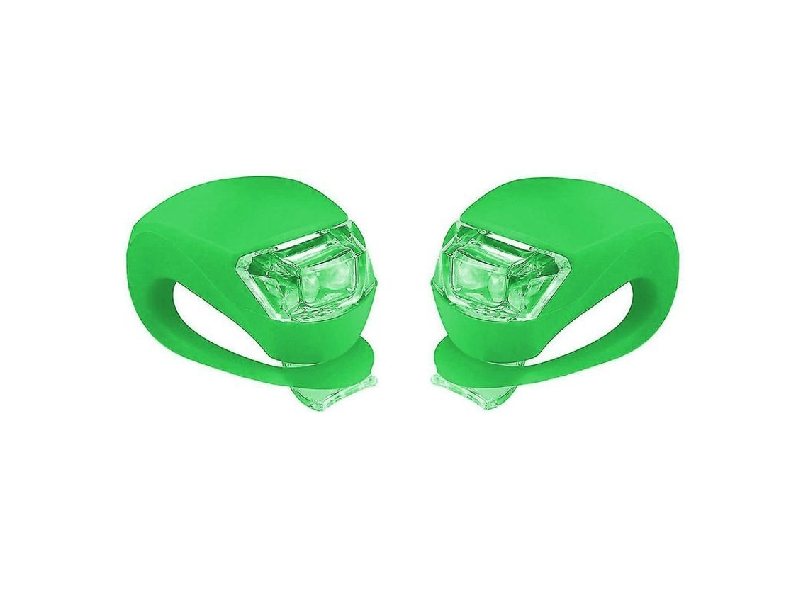 2 Pares Luzes Bicicleta Dianteira E Traseira Silicone Led - Projeto Seguro, Fácil Instalação, Água Resistente Verde