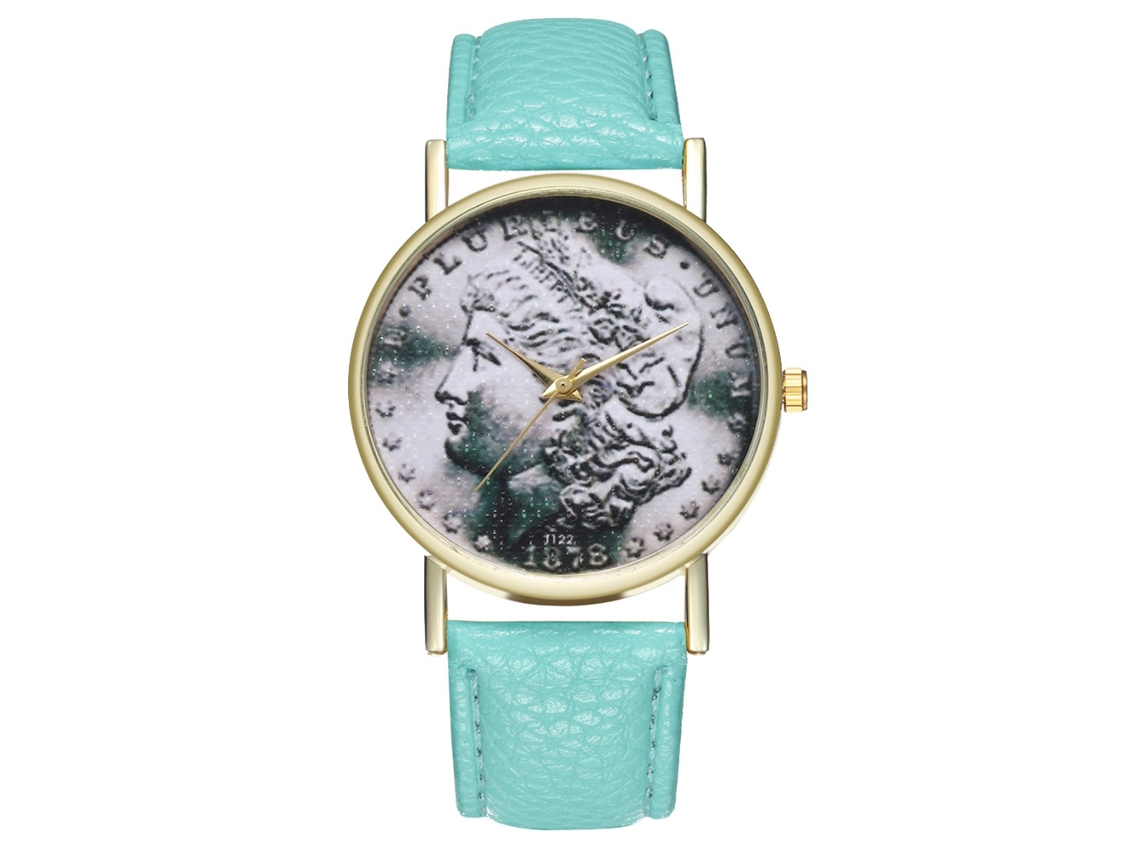 Reloj De Cuarzo Para Mujer Con Correa De Cuero Pu Fashion Dial Retrato Color Menta