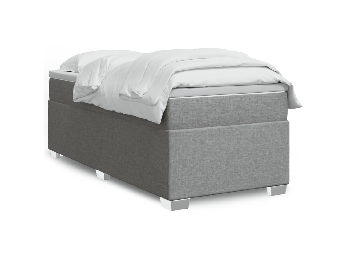 Vidaxl Cama com Molas/colchão 100x200 Cm Tecido Cinzento claro