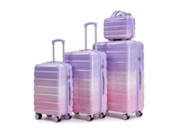 Conjunto 4 Malas Spinner Pc 14/20/24/28'' Com Alças Laterais, Pés Protetores, Cadeado Com Código E Necessaire 14''. Roxo