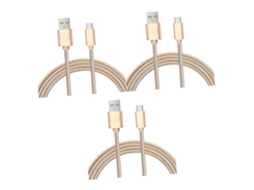 Conjunto De 3 Cabos Micro Usb Trançados Em Nylon, Com Vários Metros