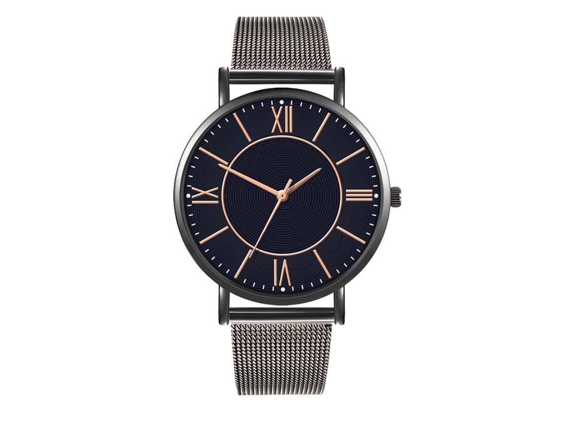 Reloj De Moda Para Parejas Con Correa De Malla Dial Redondo Cuarzo Unisex