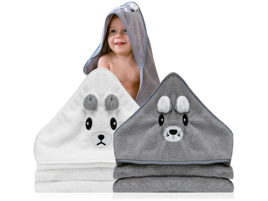 (branco Cinza 2 Pcs 80cmx80cm) Toalha De Banho De Bebê Com Padrão Animal