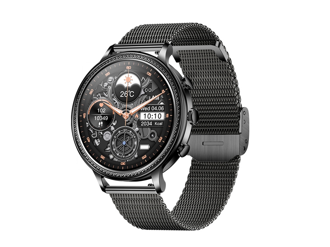 Smart Watch V60 com Chamada Bluetooth 1.39 Frequência Cardíaca e Pressão Arterial de Alta Resolução Aço Preto GODTVAGT