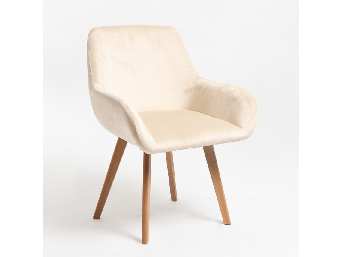 Cadeira Venly Veludo - Beige