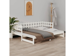 Vidaxl Estrutura Sofá-cama De Puxar 2x(90x190) Cm Pinho Maciço Branco