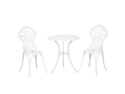 Conjunto de Jardim CHEZMOI 3 peças, 2 cadeiras e mesa redonda, branco