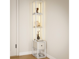 Luminária De Chão Moderna Com Prateleiras E Gaveta Para Quarto E Sala, Interruptor De Pé, Elegante E Branca