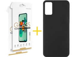 Kit Capa e 2 Películas Samsung Galaxy A71 4G SKYHE Silicone Líquido (Preto)