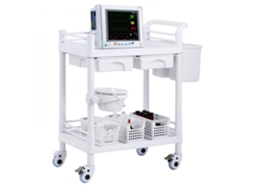 Maleta de armazenamento móvel com rodas e 2 gavetas, estrutura em PP, capacidade de 50 kg, ideal para laboratório.