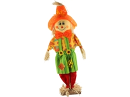 Espantalho De Halloween Em Pé Feito De Palha E Tecido.
