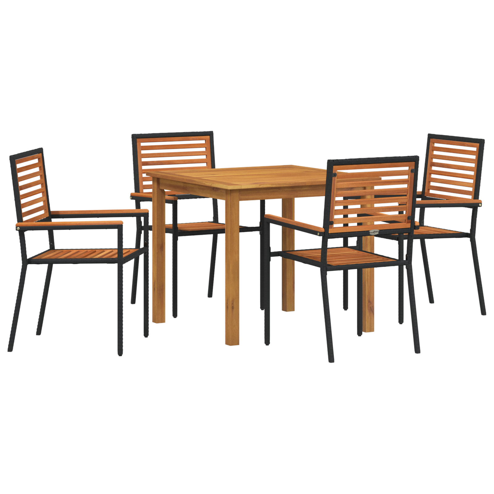 Conjunto 5 Móveis De Jardim Vidaxl Preto Madeira De Acácia Maciça (85 X 85 X 74 Cm)
