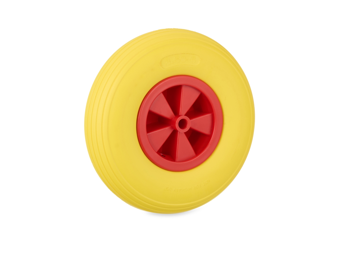 Relaxdays Roda De Carrinho 3.50-6, Borracha Maciça, Jante De Plástico, Até 100 Kg, Amarelo/vermelho