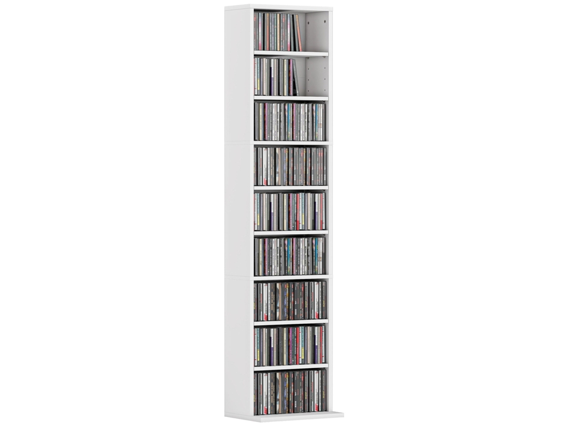 Prateleira para CDs com 6 prateleiras ajustáveis capacidade para 260 CDs/120 DVDs 33x24x140 Cm branco BTFORUS