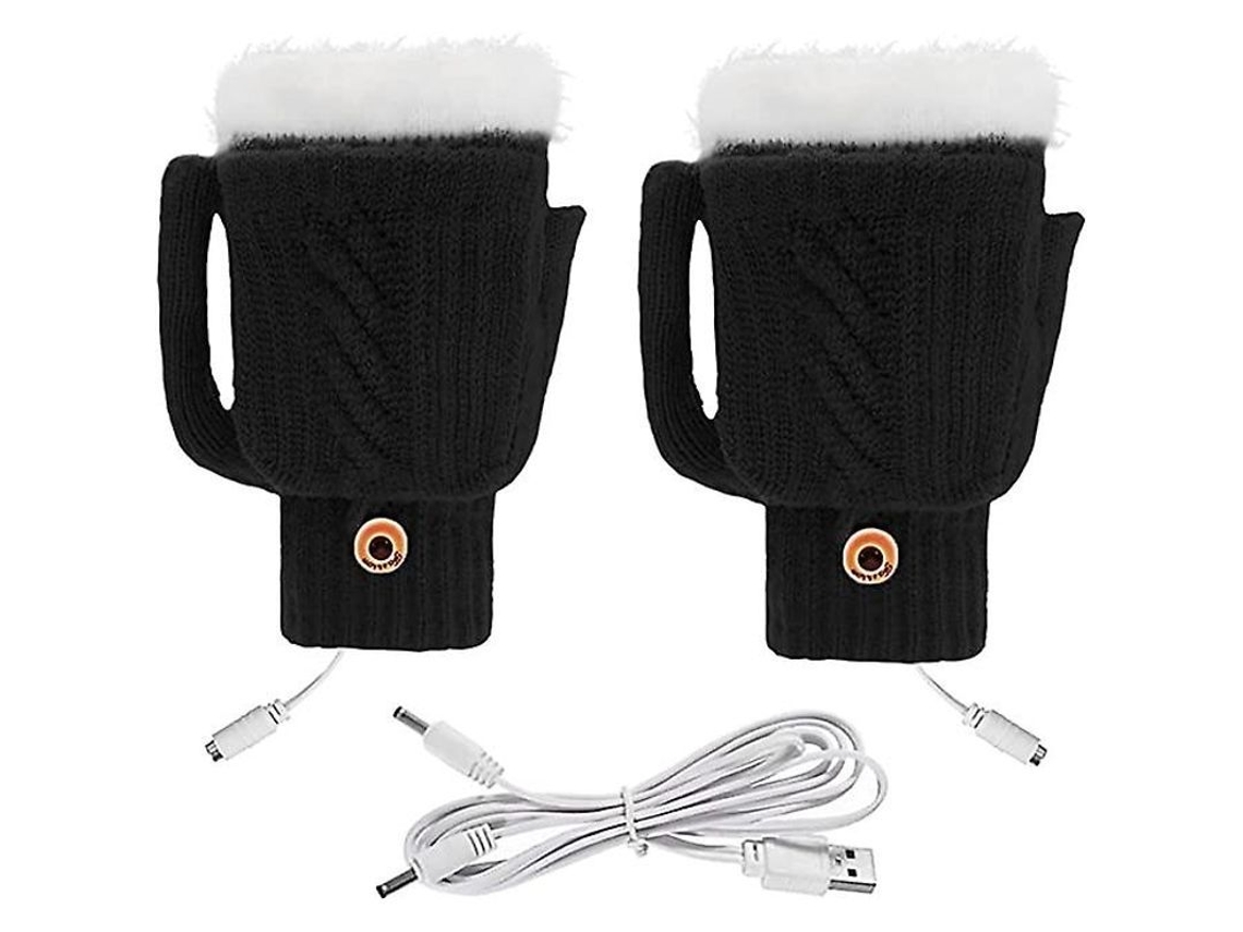 2026 luva Aquecida por Usb para Homem e Mulher com Modo de Dedos Completos e Meio, Aquecimento Duplo Lavável para Inverno
