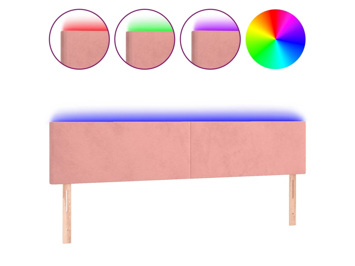 Cabeceira de cama MAISON EXCLUSIVE em veludo rosa com luzes LED (160x5x78 cm)