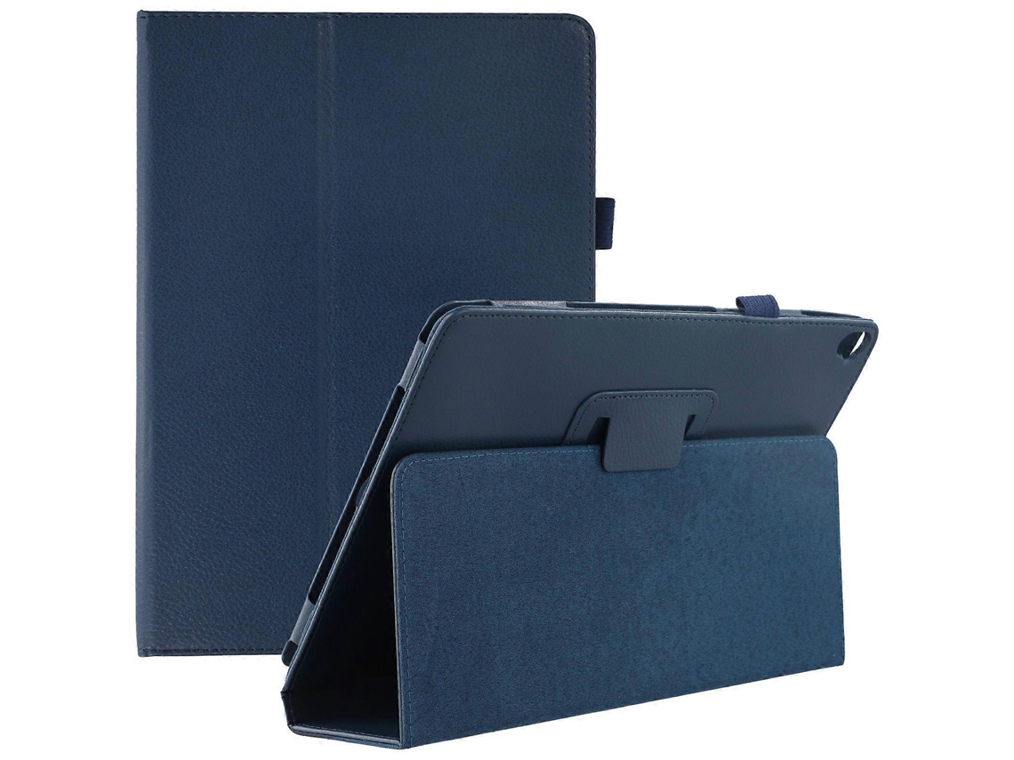 Capa de couro azul escuro Hengrongshen para iPad 10.2 (2020) (2019) com textura de lichia e suporte duplo (2021)