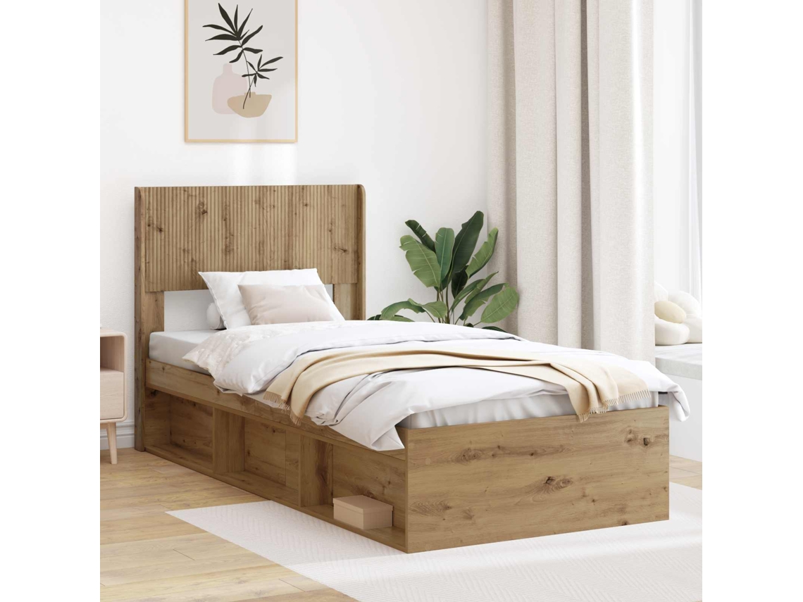 Vidaxl Estrutura De Cama Com Armazenamento E Cabeceira