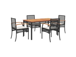 Conjunto de 5 Jantar para Jardim com Almofadões Vime Pe Preto MAISON EXCLUSIVE