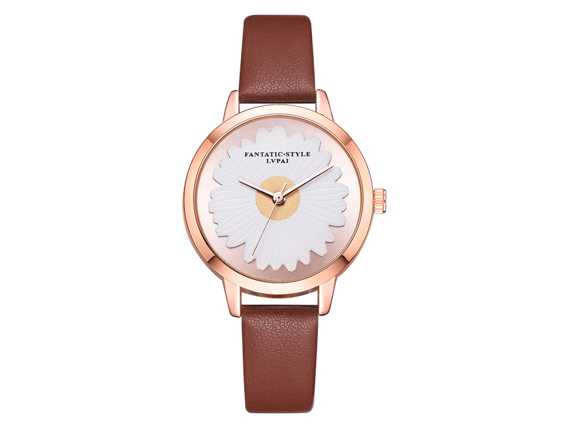 Relógio de Pulso Feminino Casual Simples Lvpai Quartzo com Cinto Pu Marrom