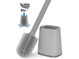 Escova de silicone com suporte, montada na parede, para banheiro