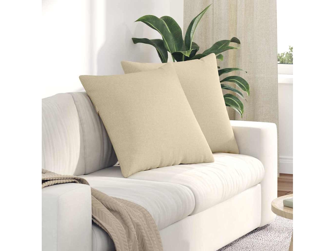Vidaxl Travesseiros De Sofá 2 Unid. Tecido Creme 80 X 80 Cm