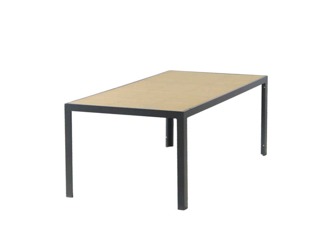 Lagos mesa de jardim 200 cm em alumínio com tampo de vidro temperado efeito madeira CONCEPT U