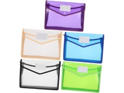 Conjunto De 5-pastas Plásticas Tamanho Carta Com Botão, Bolsa Documentos Tridimensional, Embalagem Estilosa