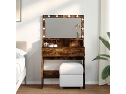 Vidaxl Toucador Com Led 80x41x134,5 Cm Cor Carvalho Fumado