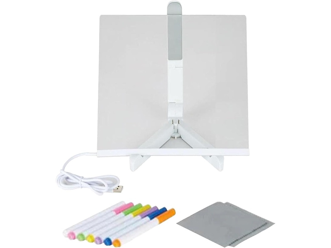 Quadro Mensagens Led Acrílico 20x20cm Com Canetas Coloridas