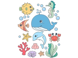 Adesivo de Parede de Animais Marinhos ALLINLESS