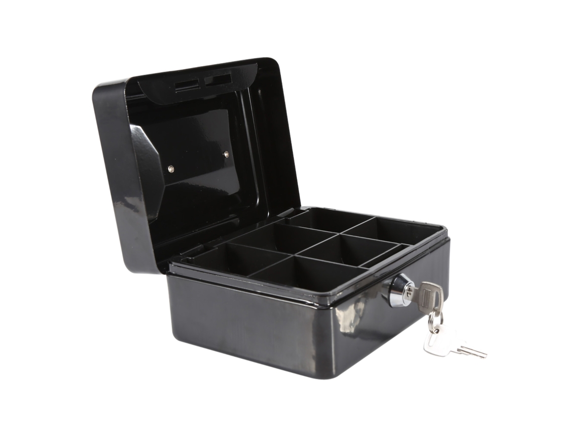 VYLARA Mini cofre portátil para dinheiro e moedas com trava (pacote com 1, preto)