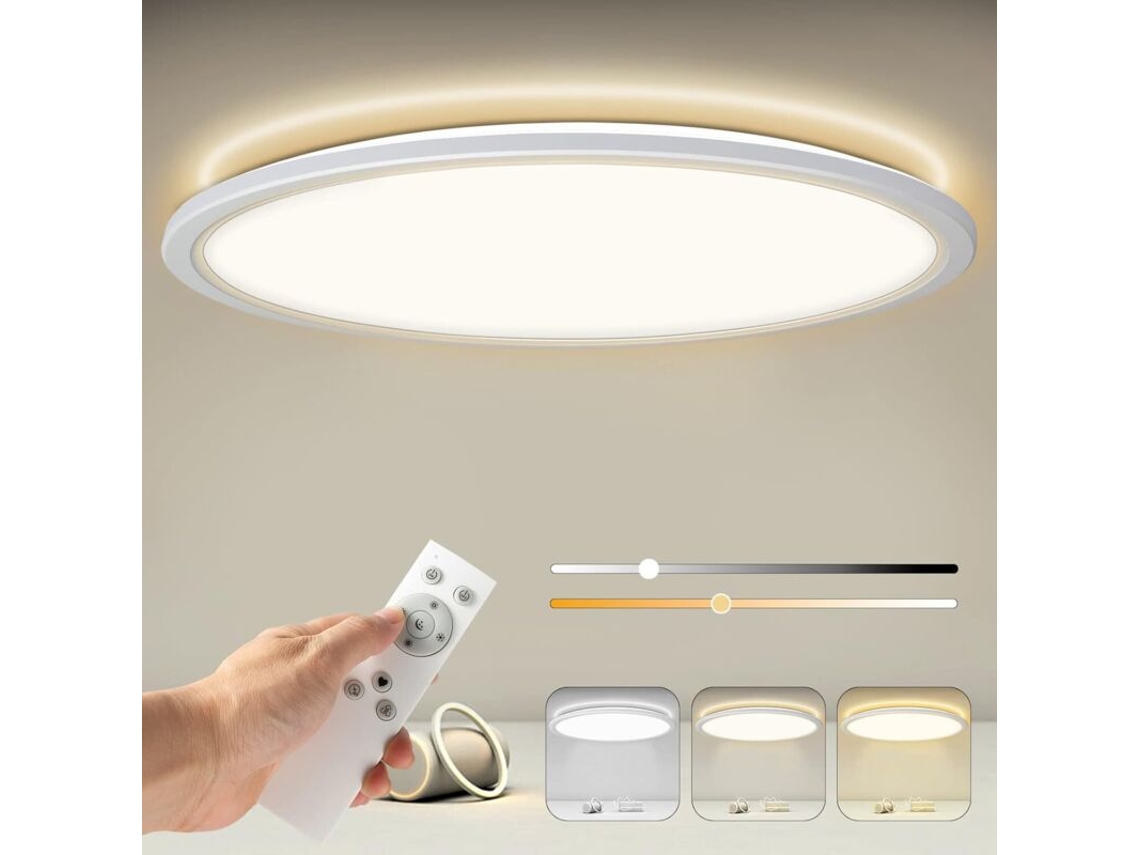 Plafonnier Led Dimmable Com Controle Remoto,painel Redondo 24w 2400lm Ip44 Fino,3000k 6500k,branco Para Quarto/cozi Btforus