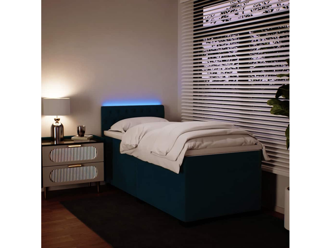 Vidaxl Cama Boxspring Com Colchão 100x200 Cm Veludo Azul