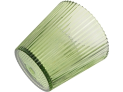 Luminária de Mesa Suspensa Pequena, Cônica, com Listras Verdes e Vidro Canelado, 13 Cm X 12 Cm. SFUSHOS