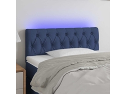 Vidaxl Cabeceira de Cama C/ Luzes Led Tecido 100x7x78/88 Cm Azul