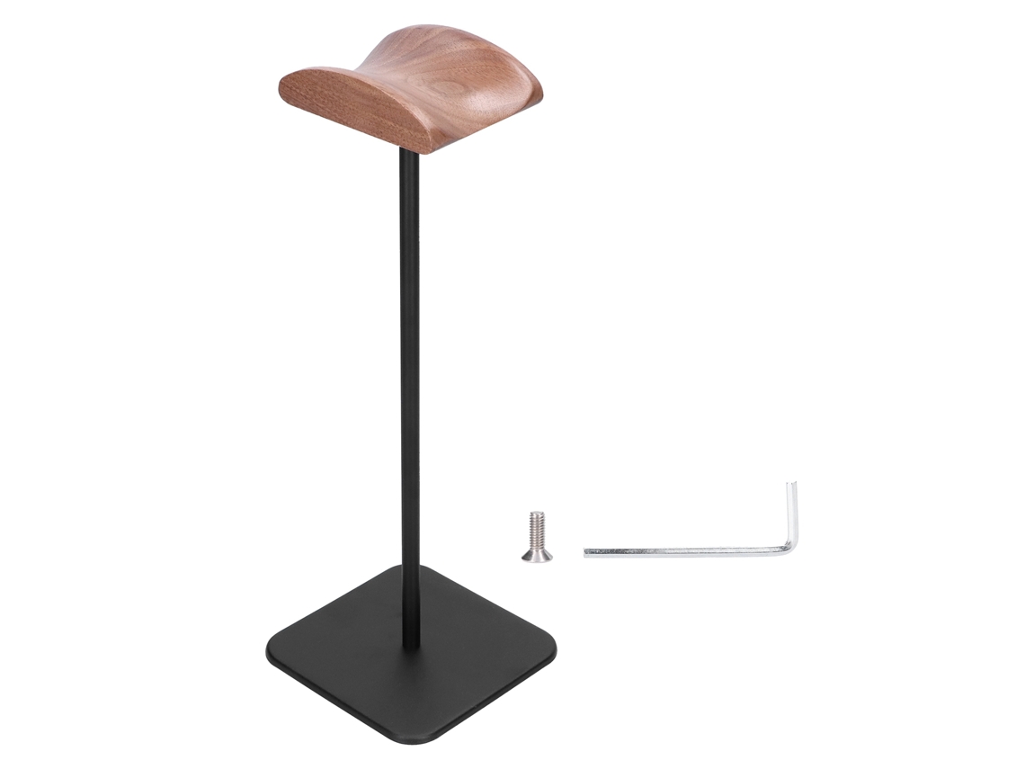 Suporte De Fones De Ouvido U Em Metal E Nogueira Antiderrapante Estável Para Home Office Estúdio