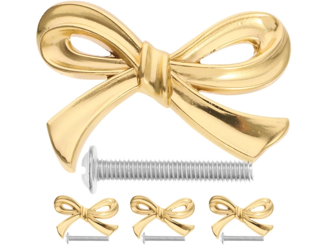 Conjunto De 4 Puxadores Cozinha Frcolor Em Latão Dourado Com Acabamento Luxuoso Arco, Ideais Para Móveis E Interiores De