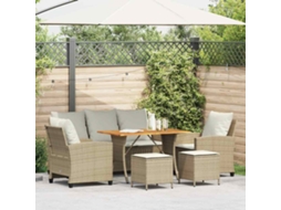 Vidaxl 6 Pcs Conjunto De Sofás P/ Jardim Com Almofadões Vime Pe Bege