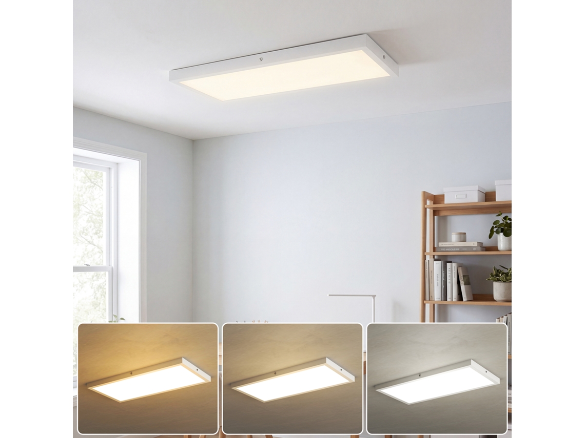Conjunto De 4 Luminárias De Teto E Parede Com Temperatura De Cor Regulável E Interruptor Dip, 3000k/4000k/6000k, 60x30x3,7 Cm, Brancas.