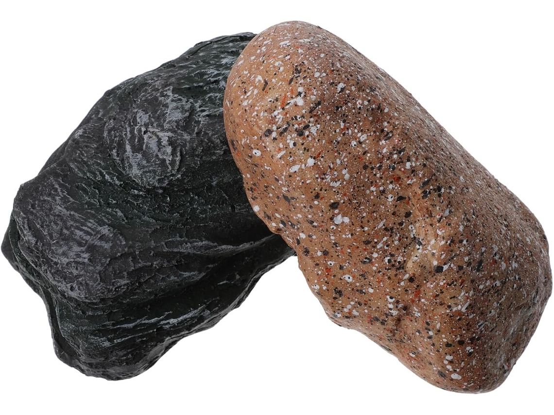 Caixa para Chaves Externa com Efeito de Pedra, 2 Peças, 11x6x4 Cm, Plástico Durável e Impermeável Armazenament