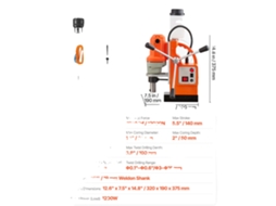 Furadeira Magnética, Velocidade De 900 Rpm, Força Magnética De 2248 Lbf, 1200w