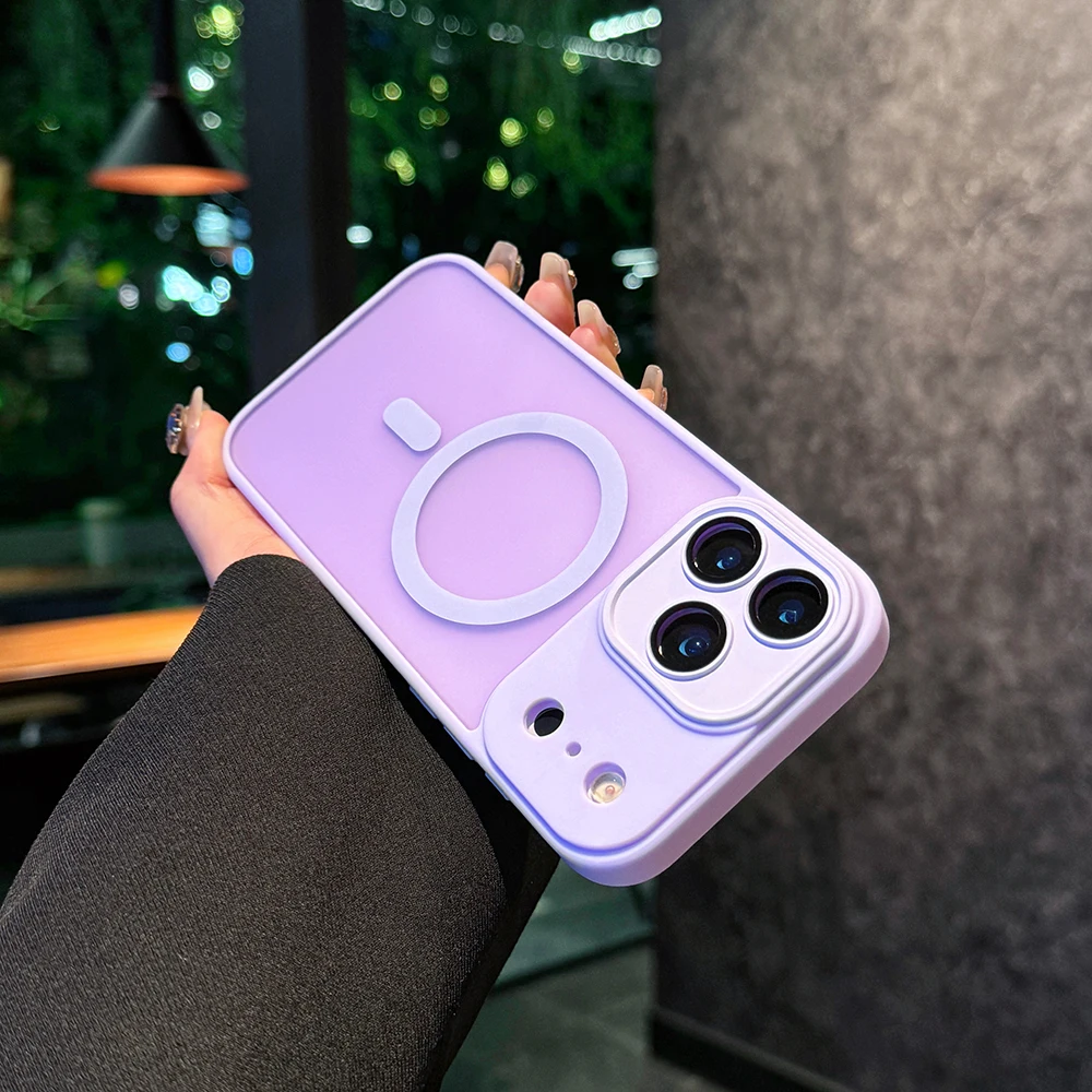 (lilás Claro, Iphone 14 Pro) Capa De Silicone Fosca Para Celular, Compatível Com Carregamento Sem Fio Magnético, Capa Protetora À Prova De Choque.