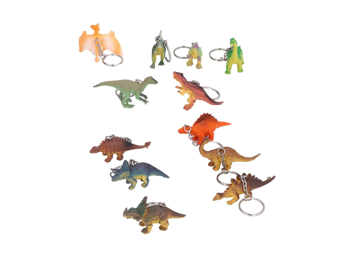 Primerox 12 Chaveiros Dinossauro Borracha Simulação Animal Pequeno Leve Presente Decorativo 12 Estilos K2108