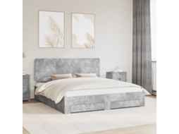 Vidaxl Estrutura Da Cama Cinzento 200 X 200 Cm Derivados De Madeira